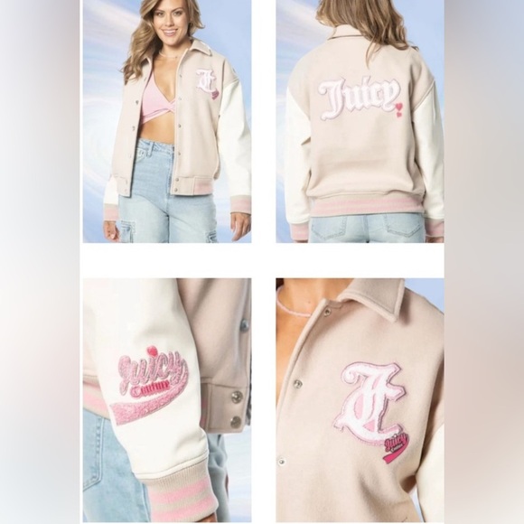 Juicy Couture Pink and Cream Varsity Jacket - Picture 6 of 7